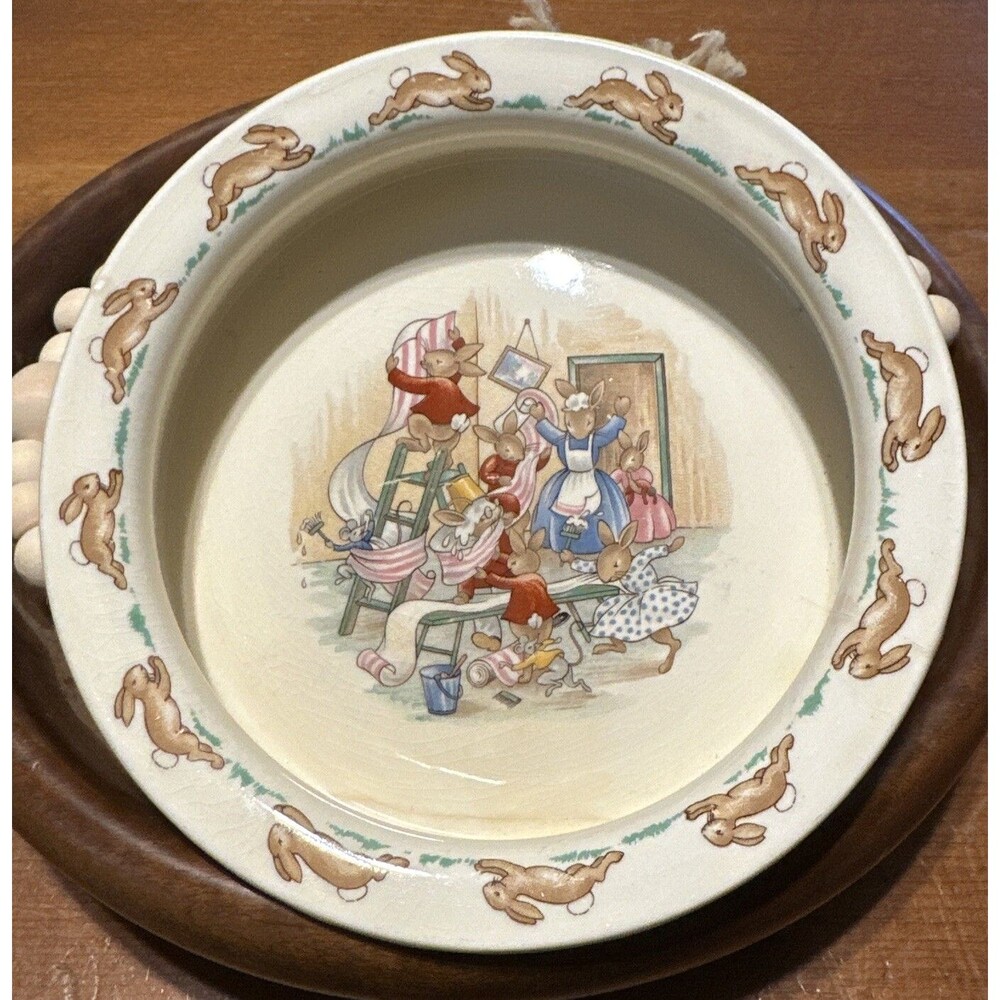 Vintage Royal Doulton Bunnykins  Bowl 1936 Bunnies At Play Very Good Conditio